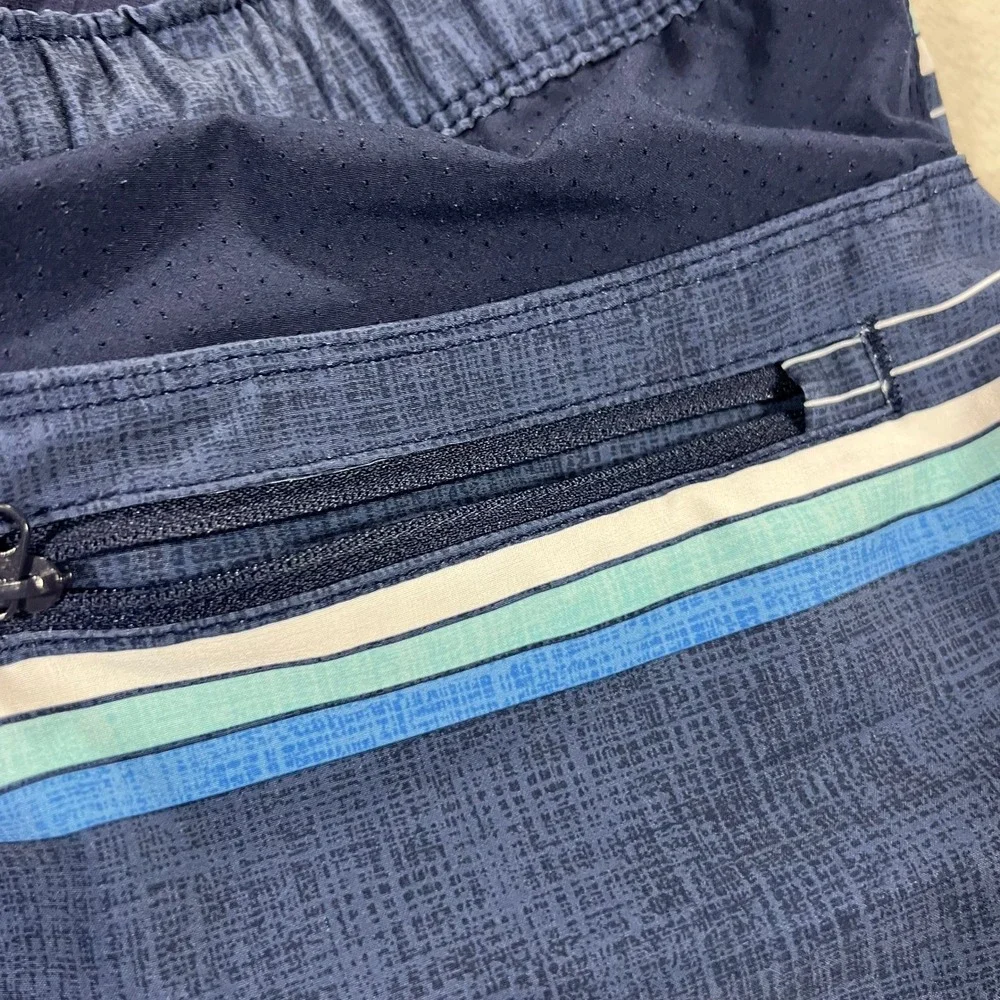 SPEEDO Swim Trunks Mens Large Blue Striped Board Shorts 7778275 Stretch